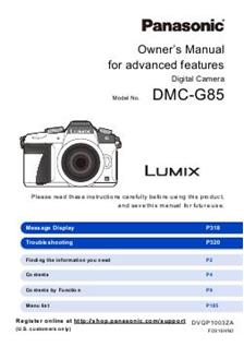 Panasonic Lumix G85 manual. Camera Instructions.